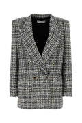 Alessandra Rich Tweed Double-Breasted Blazer — Black
