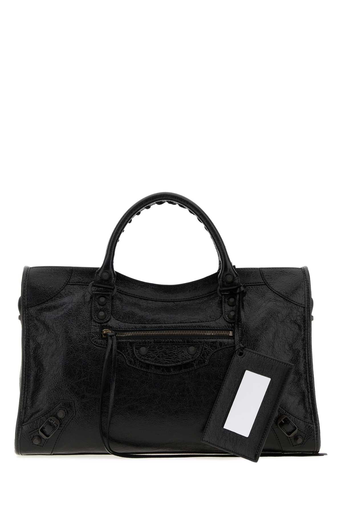 Balenciaga Lambskin Leather Shoulder Bag — Black