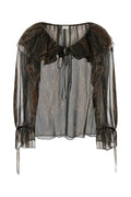 Saint Laurent Printed Silk Blend Blouse — Multicolor