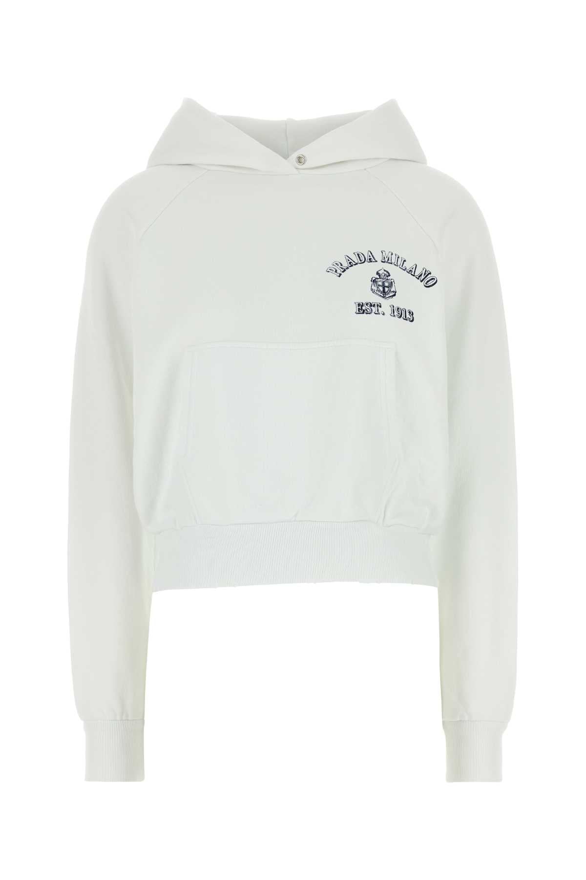 Prada Logo-Embroidered Cotton Sweatshirt — White