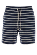 Polo Ralph Lauren Striped Cotton Blend Knit Bermuda Shorts — Navy