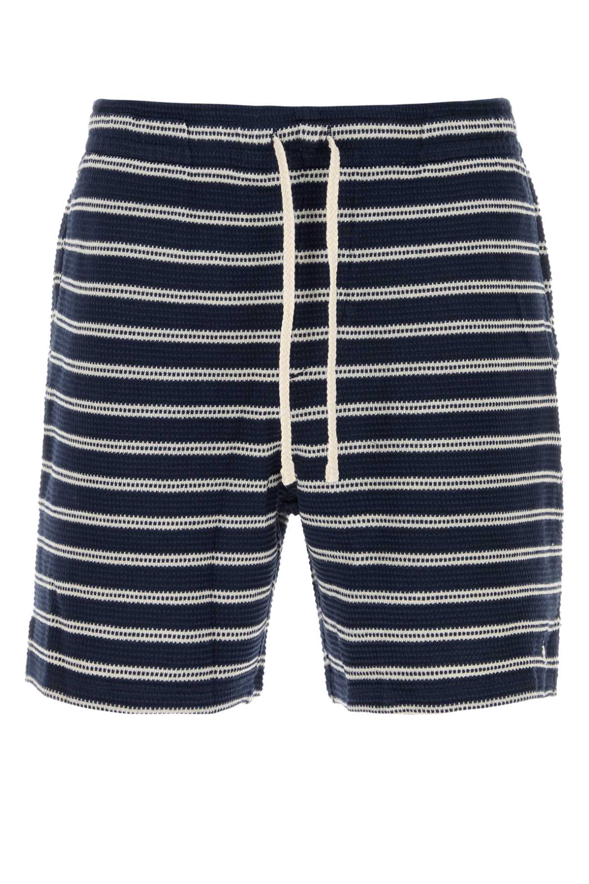 Polo Ralph Lauren Striped Cotton Blend Knit Bermuda Shorts — Navy