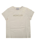 Moncler Jr Logo-Embroidered Cotton T-Shirt — Beige