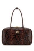 Miu Miu Python-Print Leather Shoulder Bag — Brown