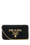 Prada Raffia Crossbody Bag — Black