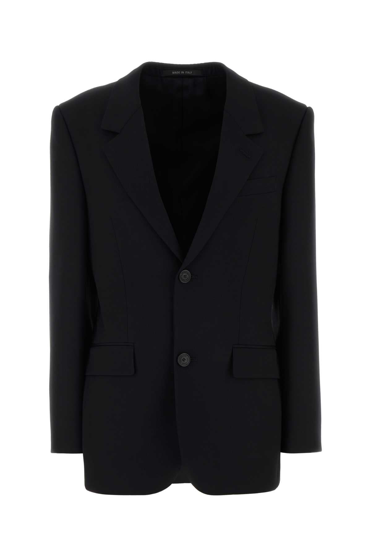 Balenciaga Wool Single-Breasted Blazer — Black