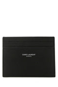 Saint Laurent Calfskin Leather Card Case — Black