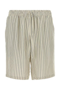 Le Kasha Striped Silk Bermuda Shorts — Beige