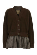 Uma Wang Cotton-Silk Blend Ribbed Cardigan — Brown