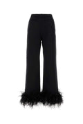 Prada Feather-Trimmed Cotton Joggers — Black