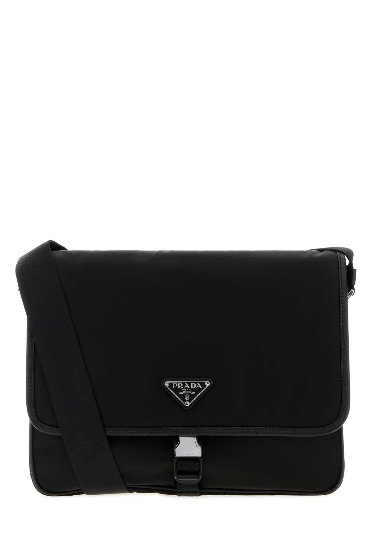 Bolso de hombro de lona Prada — Negro