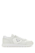Prada Leather and Fabric Sneakers — White
