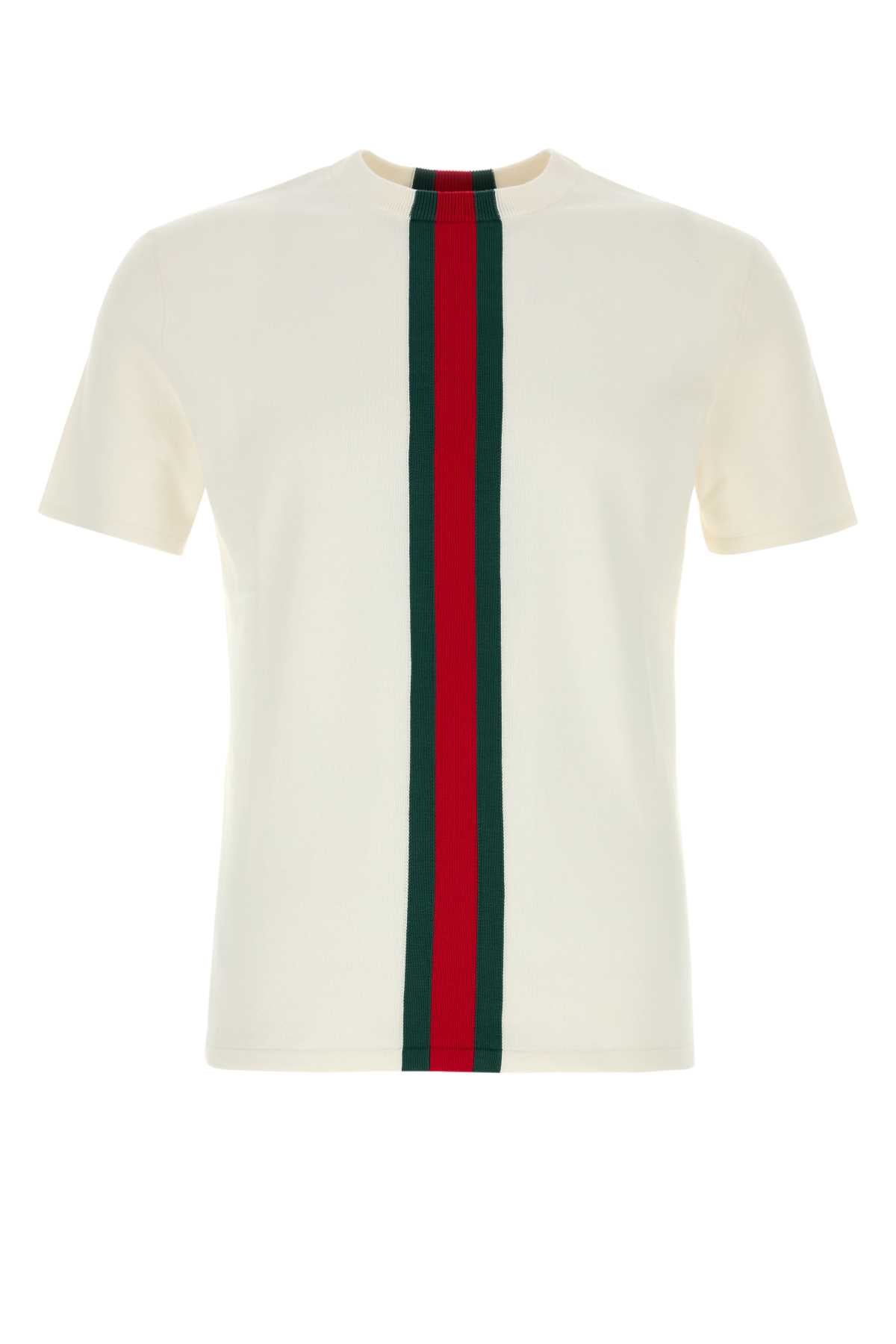 Gucci Web Stripe Crewneck T-Shirt — White