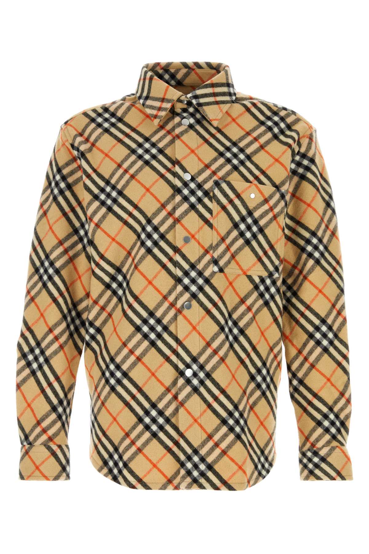 Burberry Checked Wool Flannel Shirt — Beige