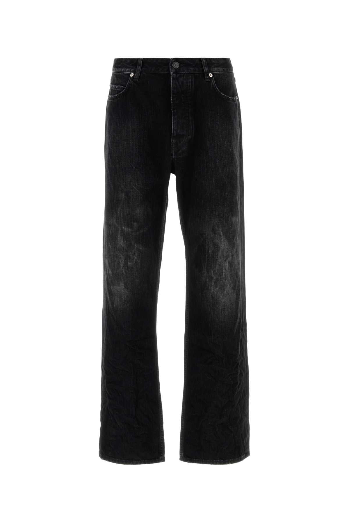 Balenciaga Wide-Leg Denim Jeans — Black