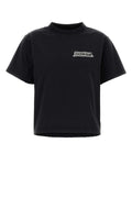 Balenciaga Logo-Embroidered T-shirt — Black