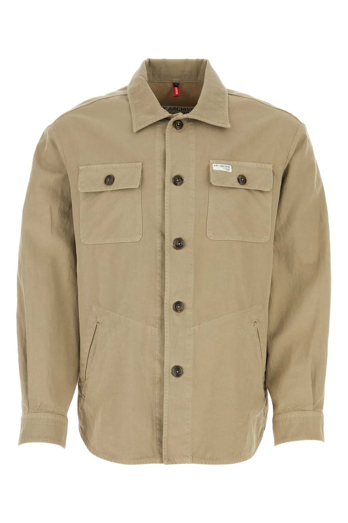 Fay Cotton-Linen Overshirt Jacket — Beige