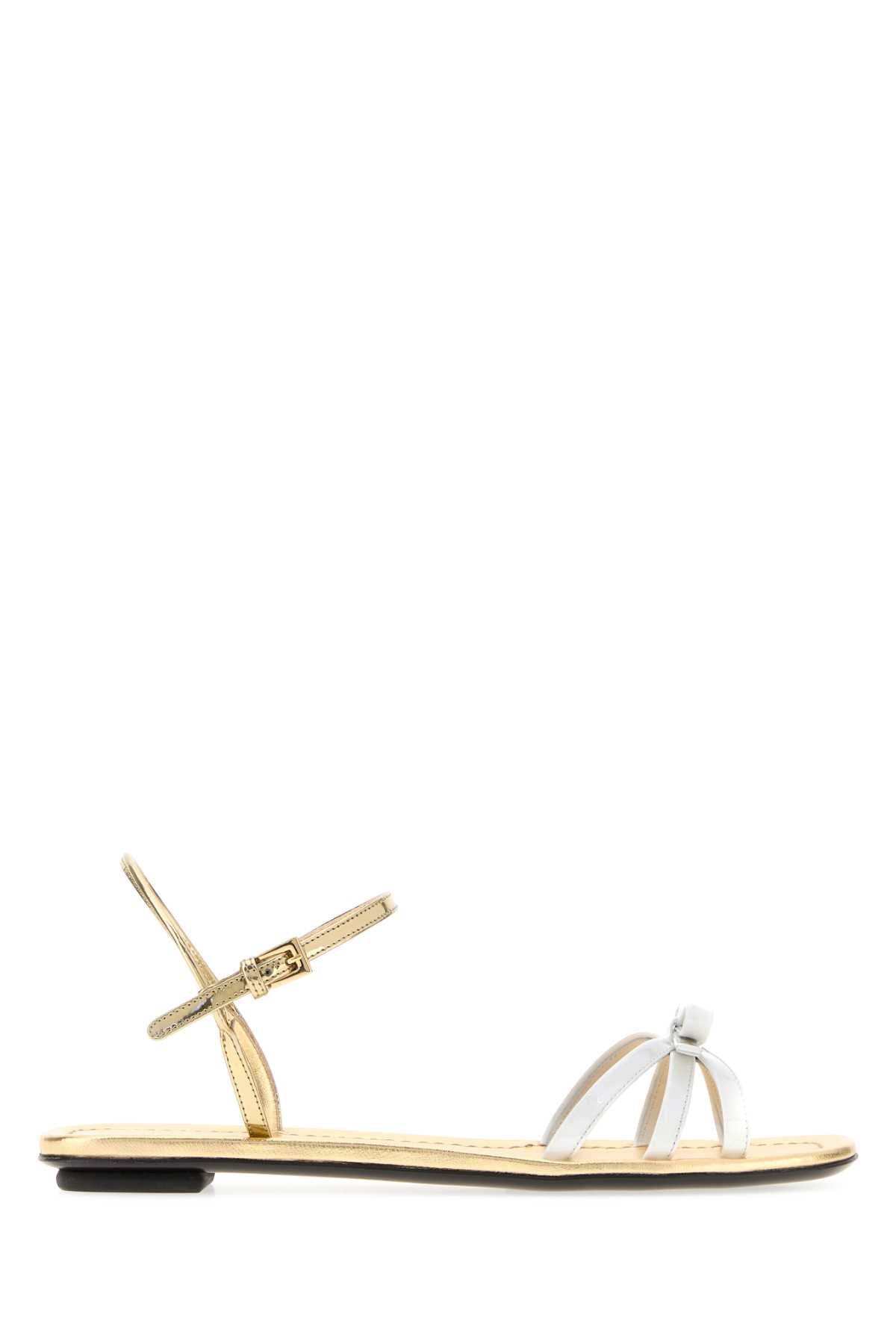 Prada Two-Tone Leather Sandal — Gold