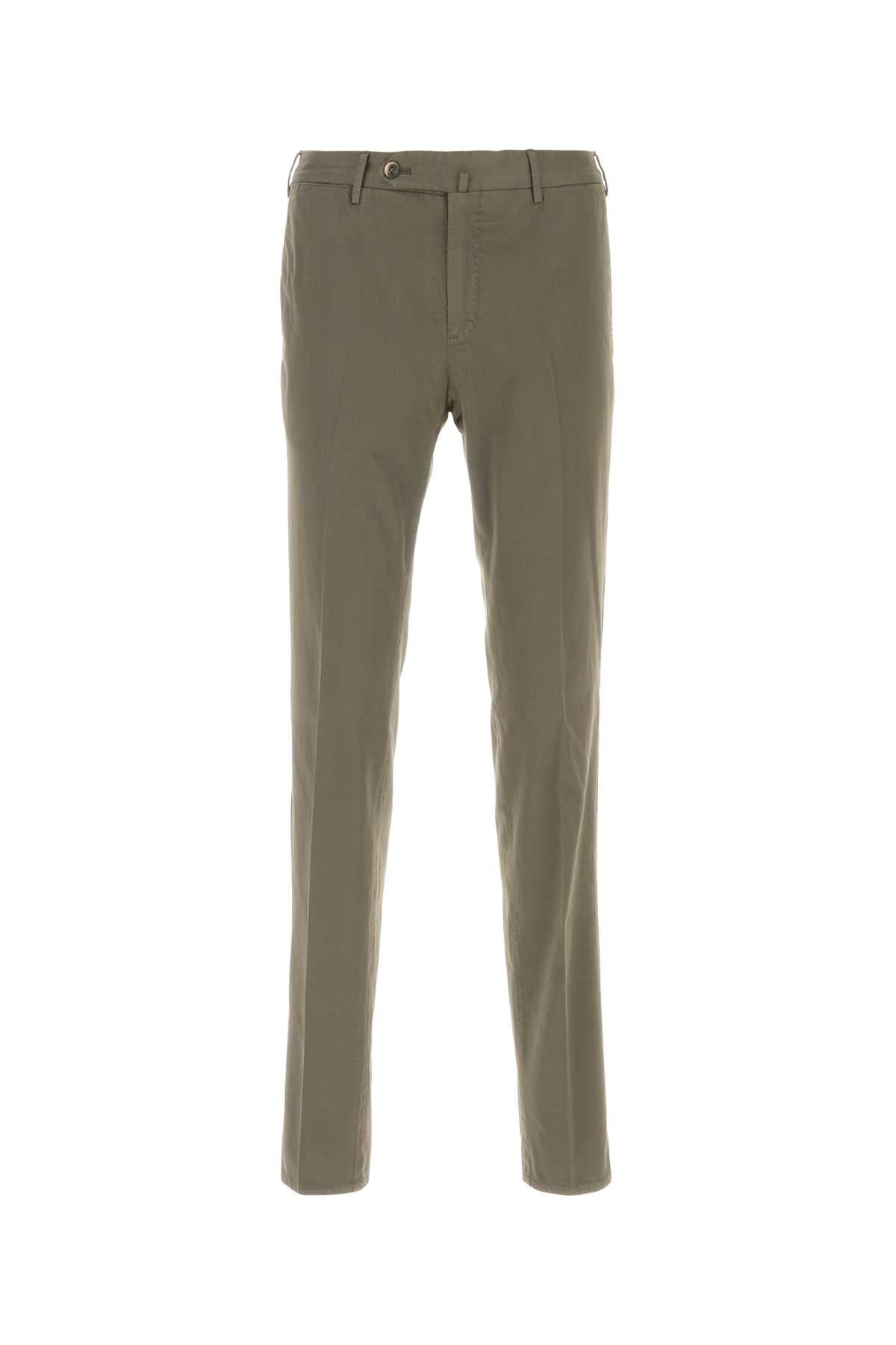 Pt Torino Stretch Cotton-Silk Blend Trousers — Khaki
