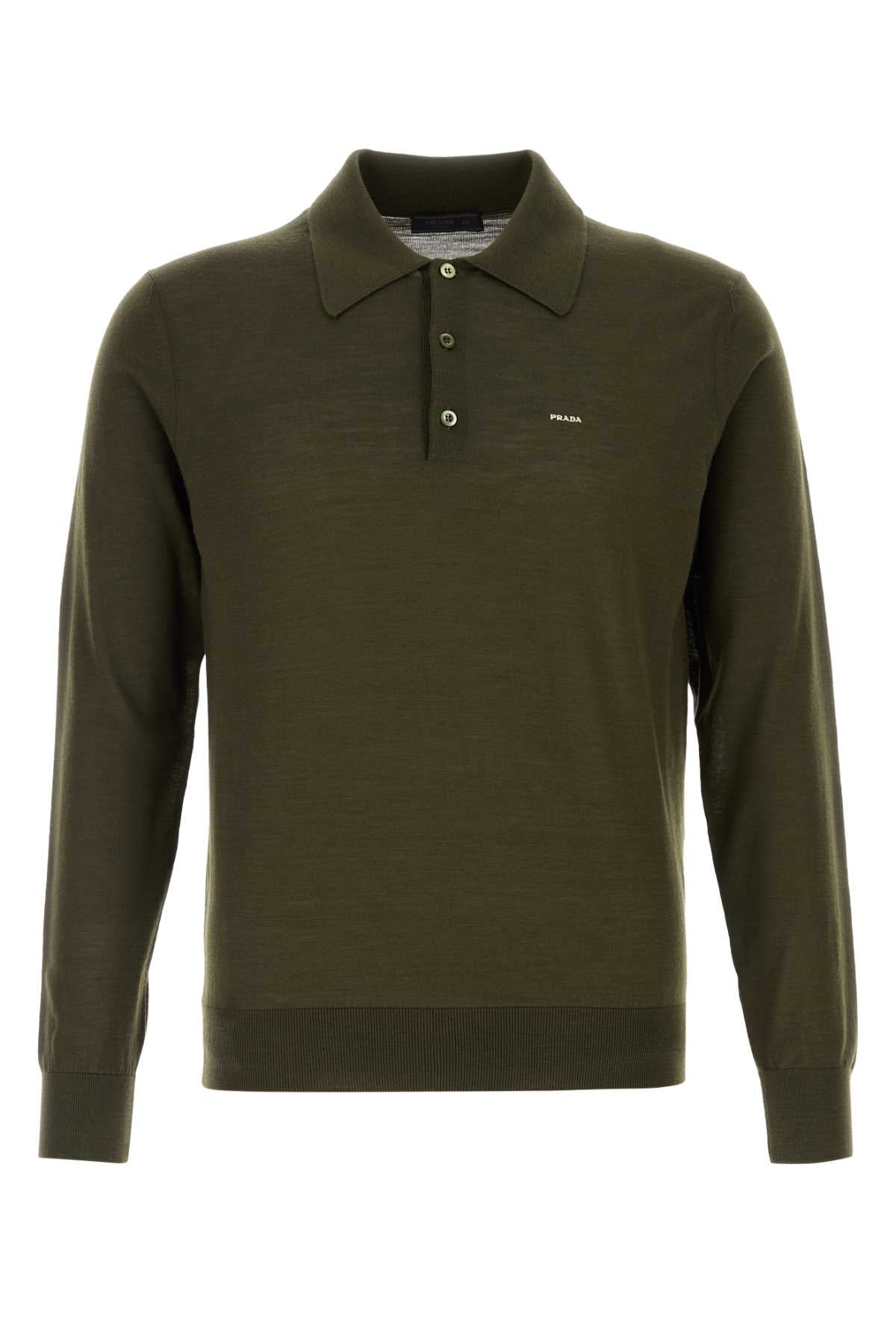 Prada Virgin Wool Polo Shirt — Green