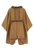 Moncler Wool Blend Hooded Cape — Camel