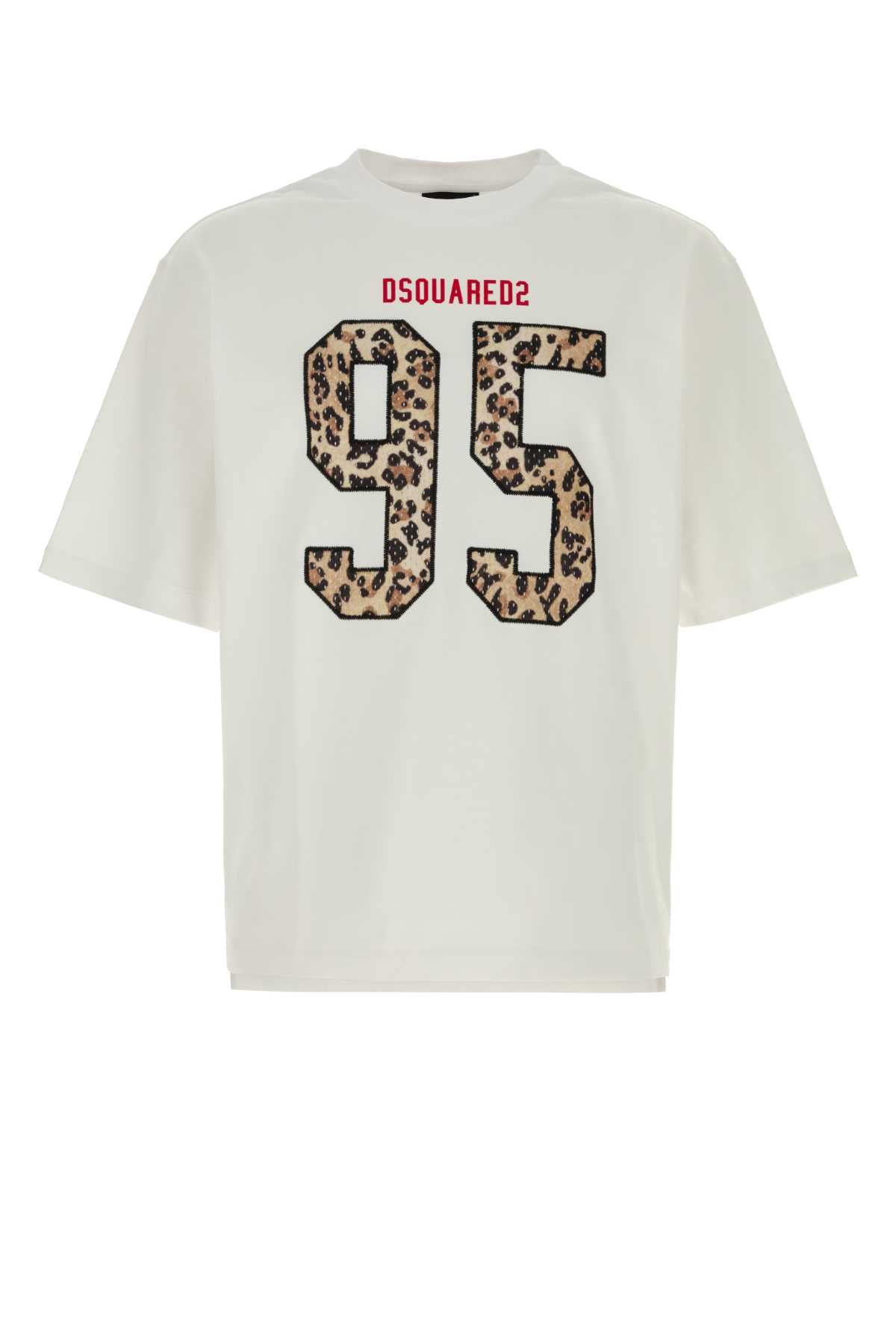 Dsquared2 Leopard-Print Logo Graphic T-Shirt — White