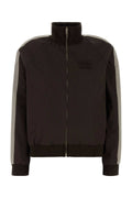 Miu Miu Contrast-Stripe Cotton Jacket — Black
