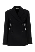 Italist Double-Breasted Cotton Blazer — Black