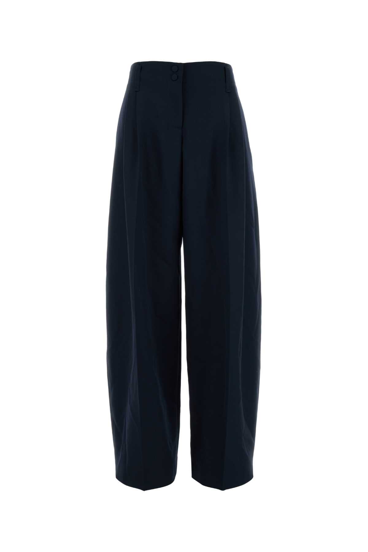 Alexander McQueen Wide-Leg Wool Trousers — Navy