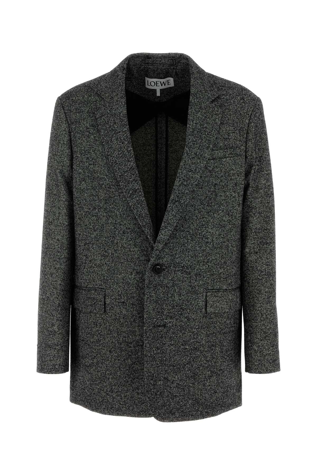 Loewe Wool-Blend Two-Tone Blazer — Gray