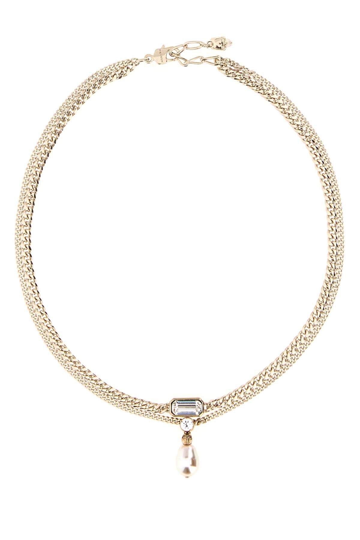 Alexander McQueen Crystal Necklace — Gold