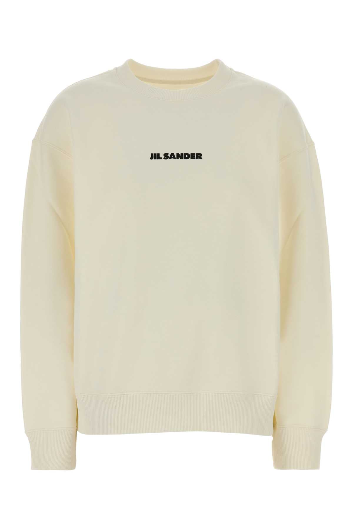Jil Sander Logo-Embroidered Cotton Sweatshirt — Beige