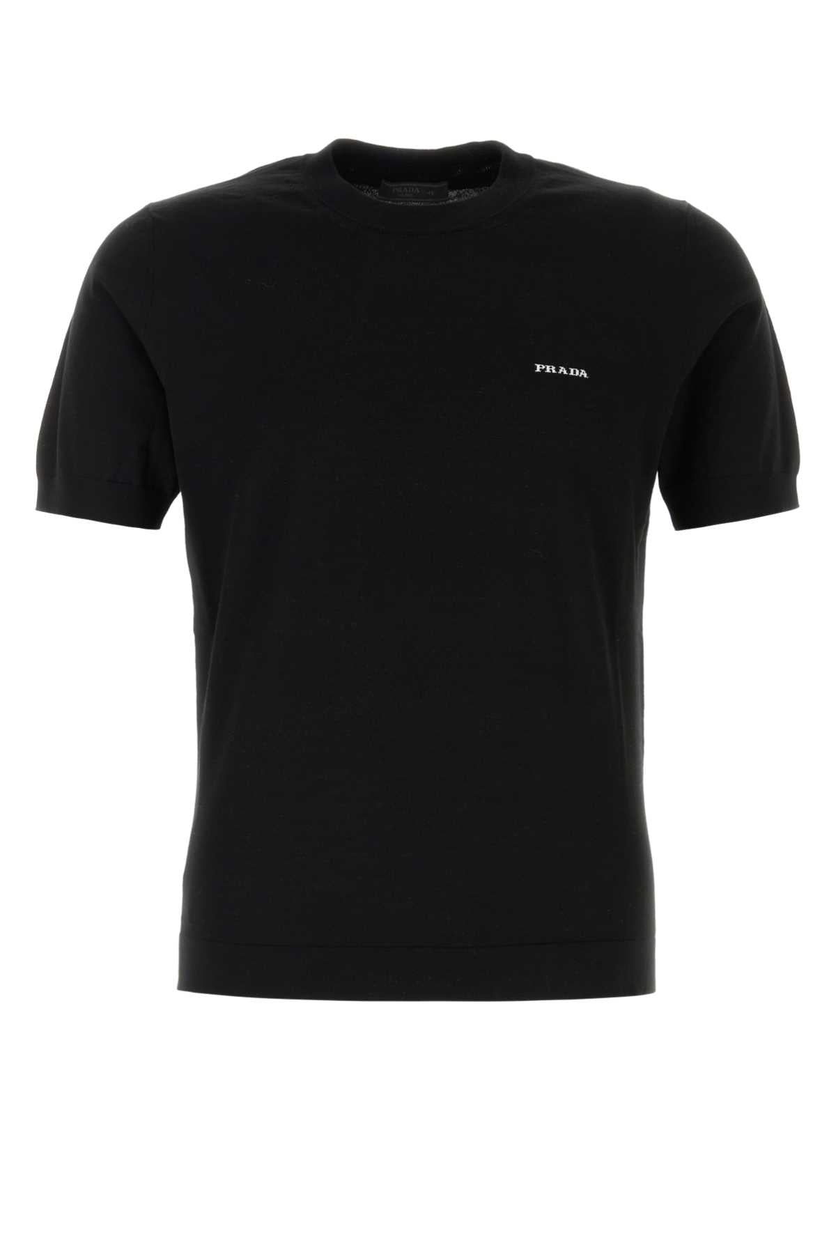 Prada Logo-Embroidered Cotton Sweater — Black