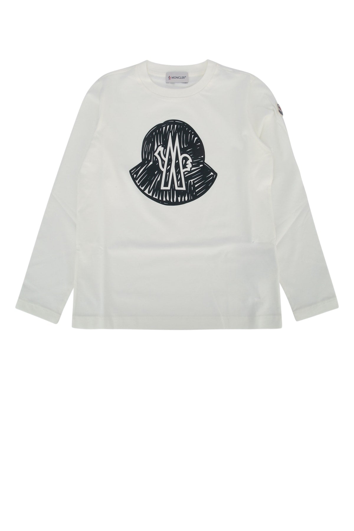 Moncler Jr Logo-Graphic Long-Sleeve T-Shirt — White