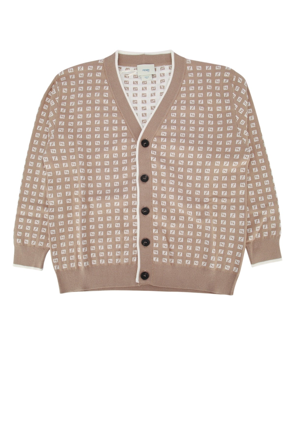 Fendi Kids Micro Cardigan — Beige