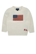 Polo Ralph Lauren Flag Intarsia Cotton Sweater — Cream