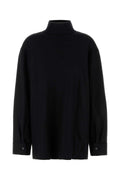 Jil Sander Wool Blend Turtleneck Sweater — Black