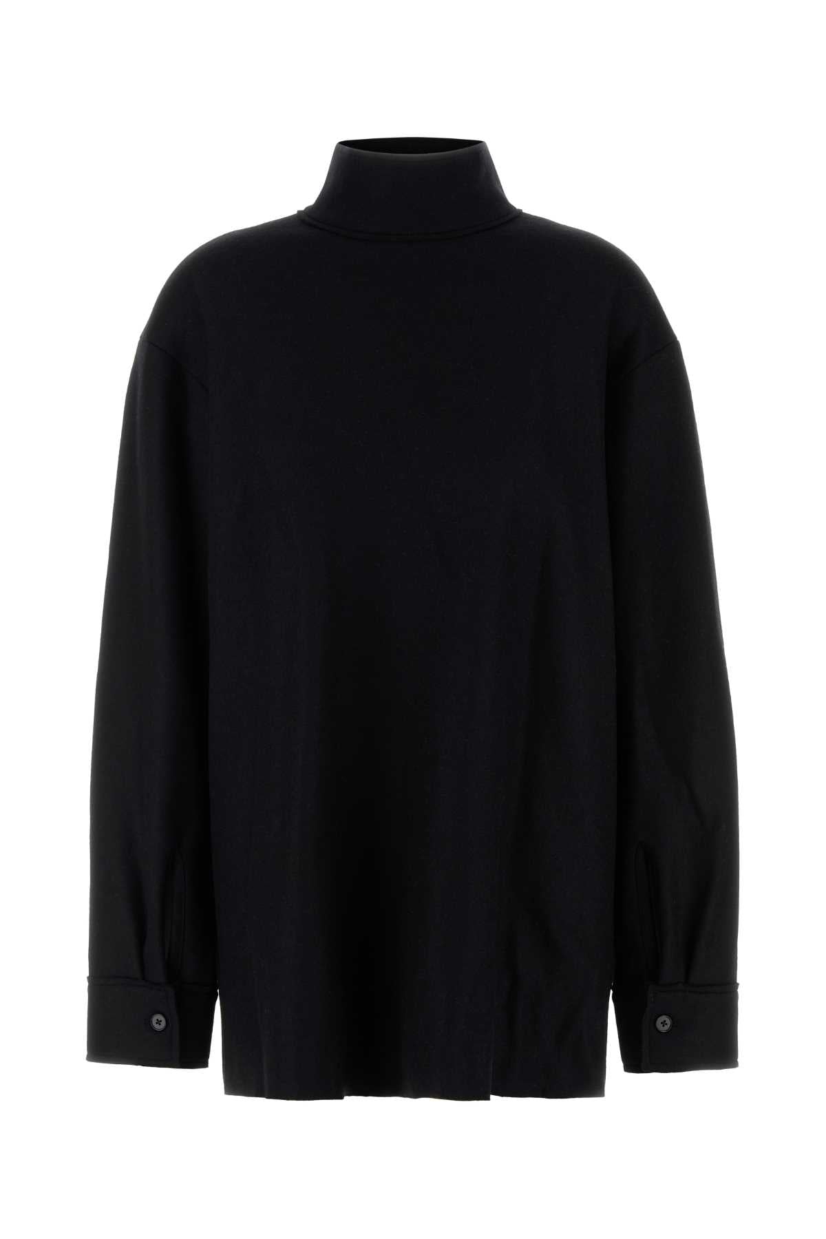 Jil Sander Wool Blend Turtleneck Sweater — Black