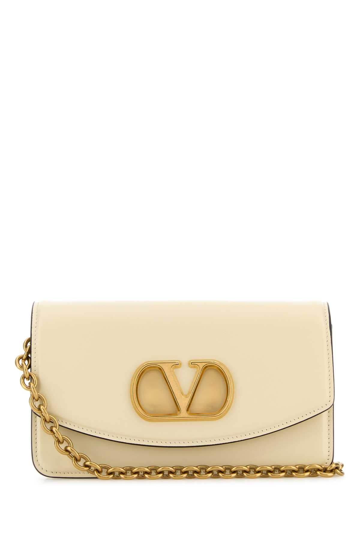 Valentino Garavani Clutch Shoulder Bag — Beige