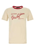 Dolce & Gabbana Logo-Embroidered Cotton T-Shirt — Beige