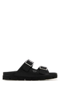 Prada Buckled Leather Slider — Black