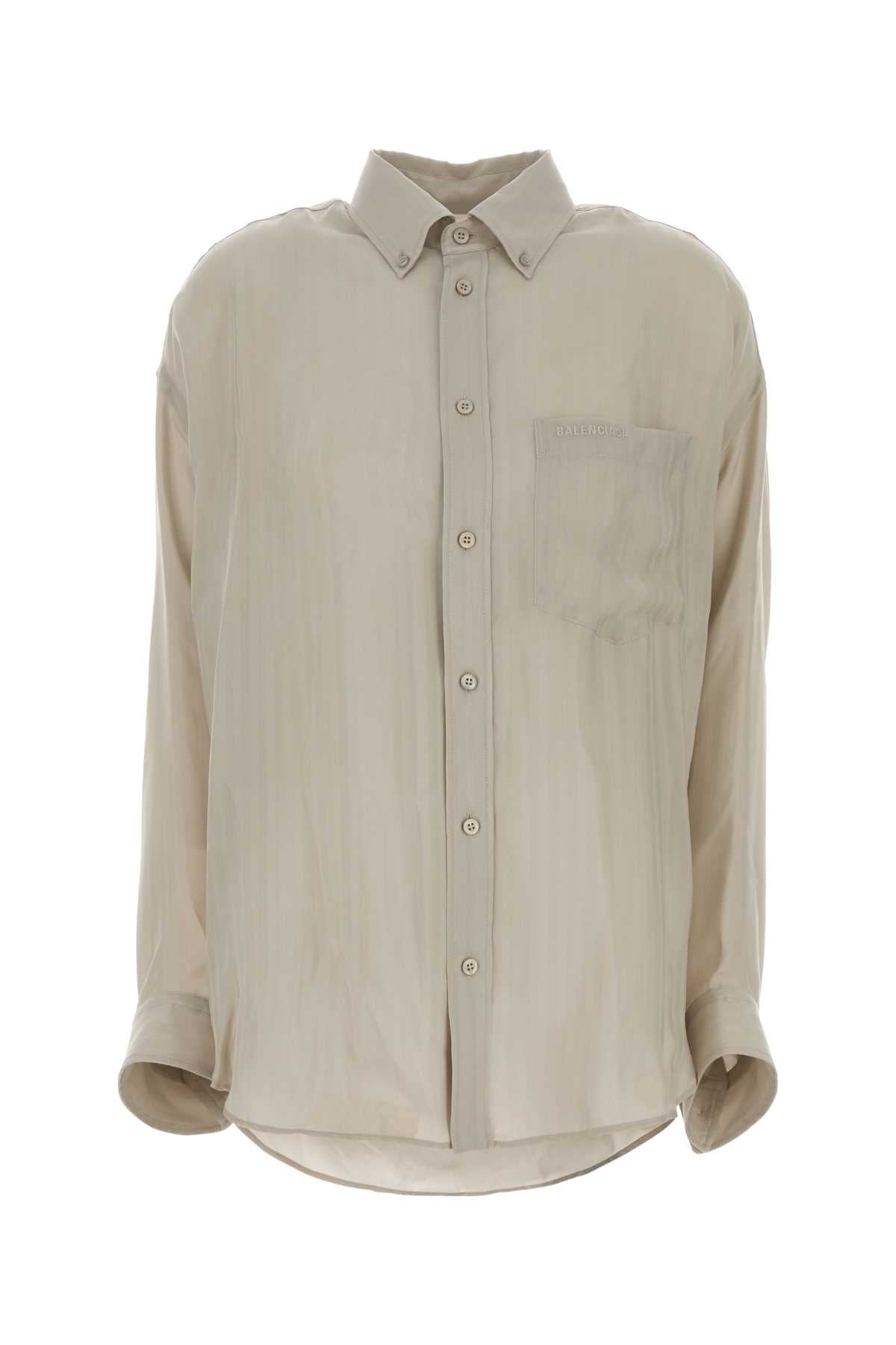 Balenciaga Cupro Oversize Shirt — Beige