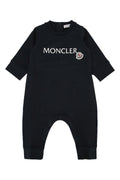 Moncler Jr Logo-Embroidered Cotton Romper — Black