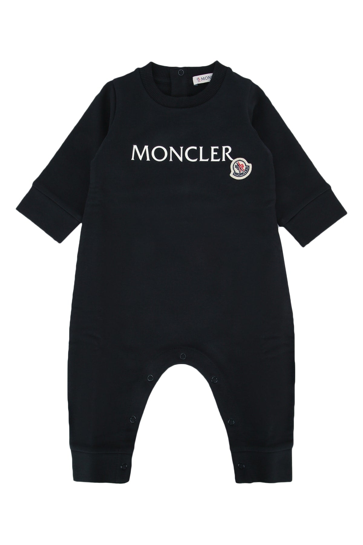 Moncler Jr Logo-Embroidered Cotton Romper — Black