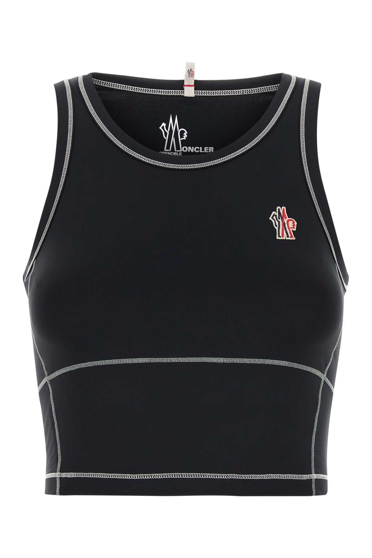 Moncler Grenoble Stretch Nylon Logo-Embroidered Tank Top — Black