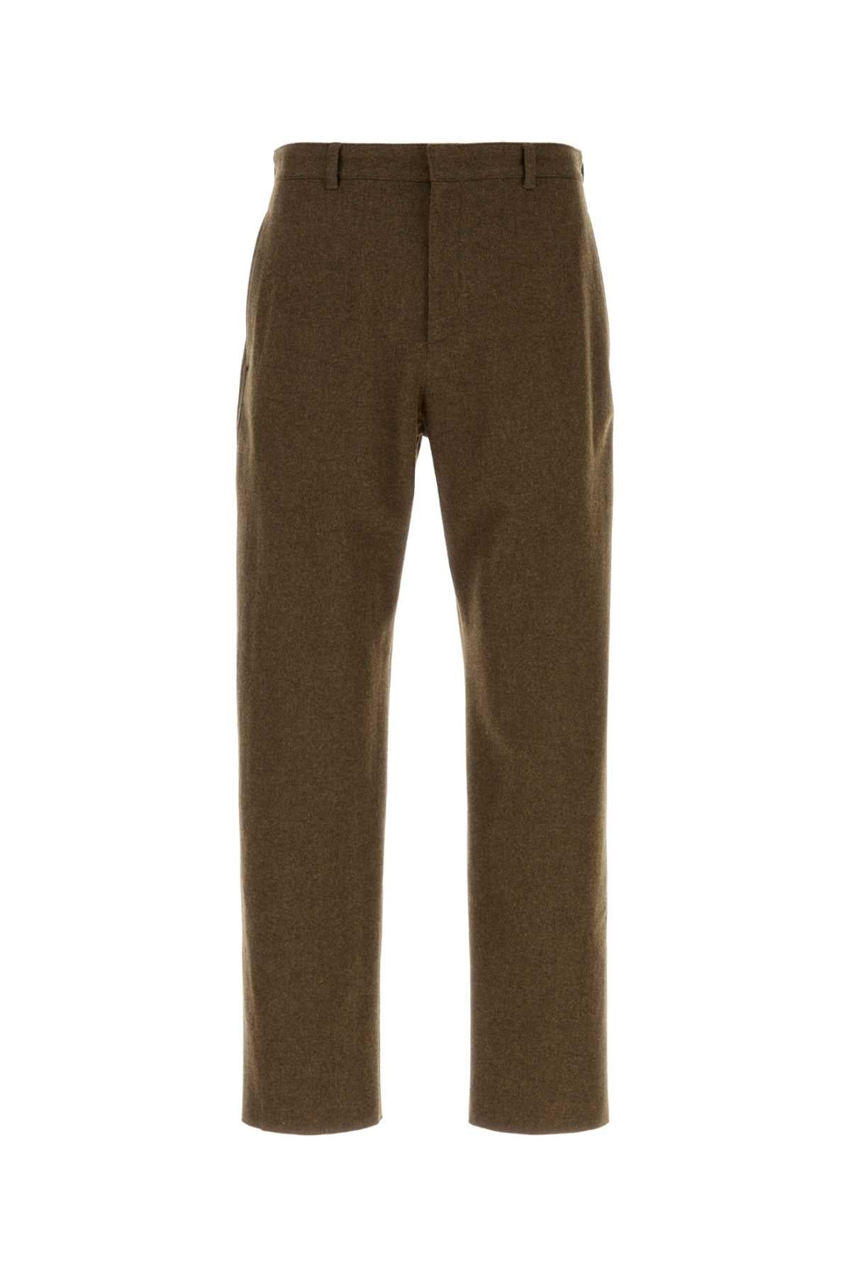 Jil Sander Virgin Wool Felt Trousers — Brown