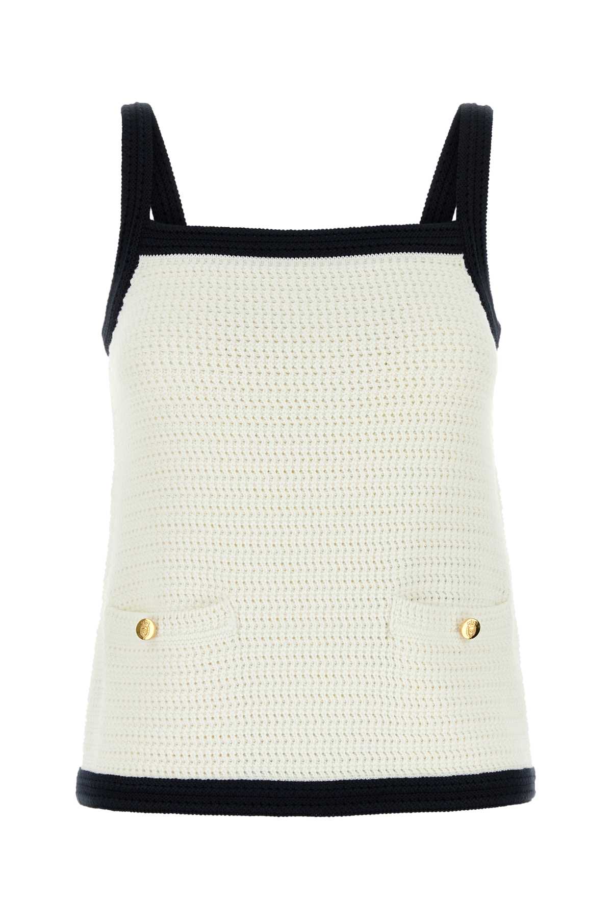 Gucci Stretch Crochet Tank Top — White