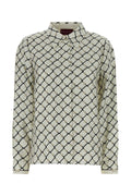Gucci Geometric-Printed Silk Shirt — White