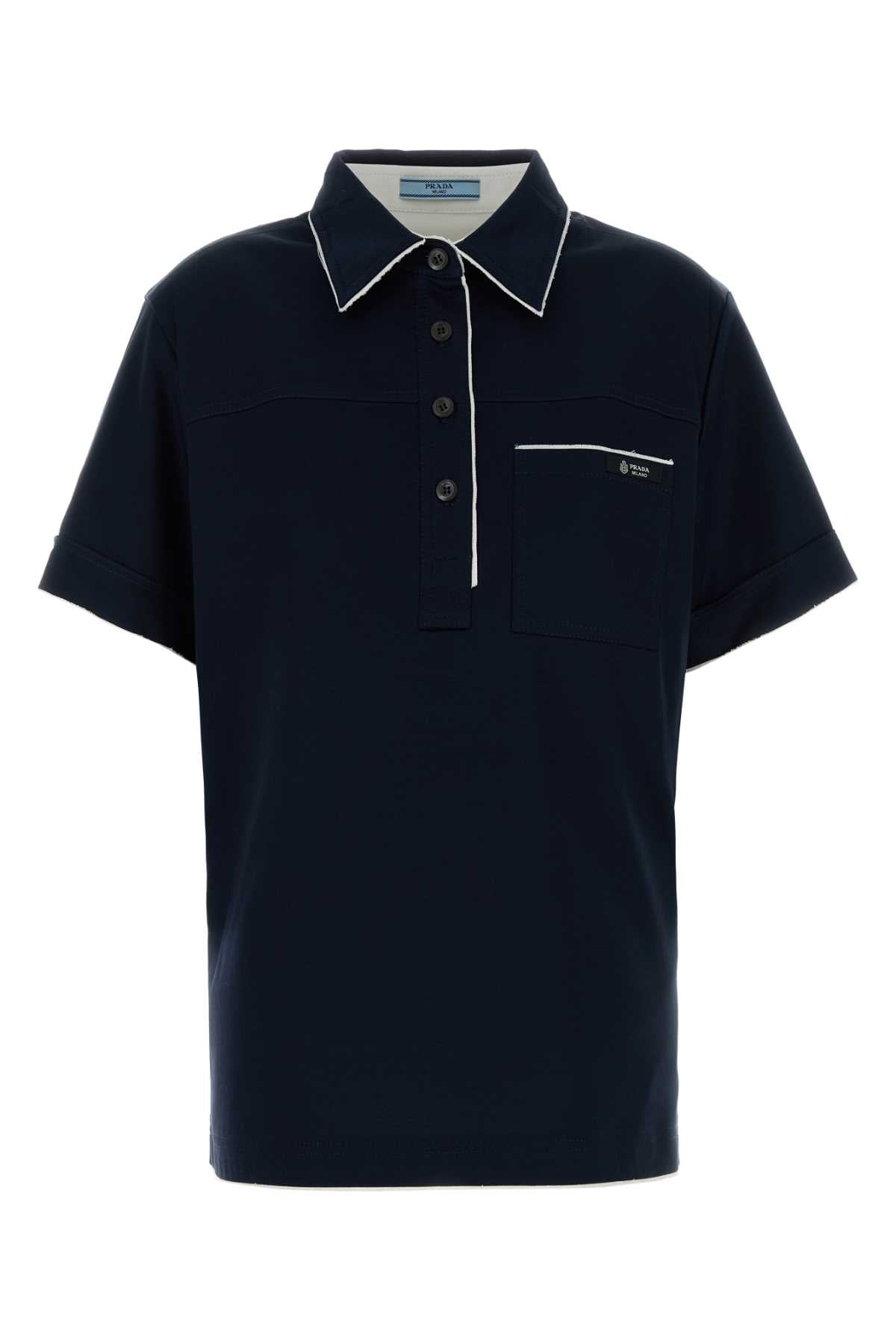 Prada Cotton Polo Polo Shirt — Navy