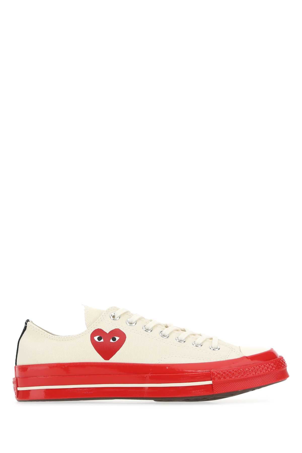 Comme Des Garcons Play Heart-Appliquéd Canvas Sneaker — White